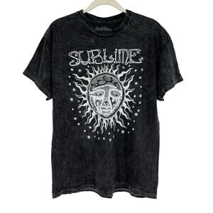 Officially Licensed Sublime Classic Sun T-Shirt Black Acid Wash Large NWOT